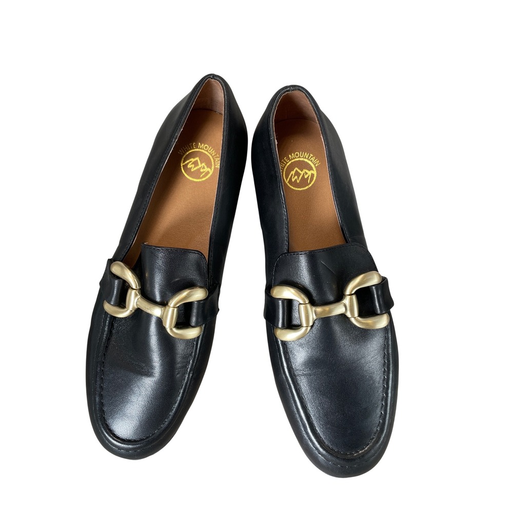 White Mountain Cassino Women Black Leather Bit Loafers W35229 Size 8M